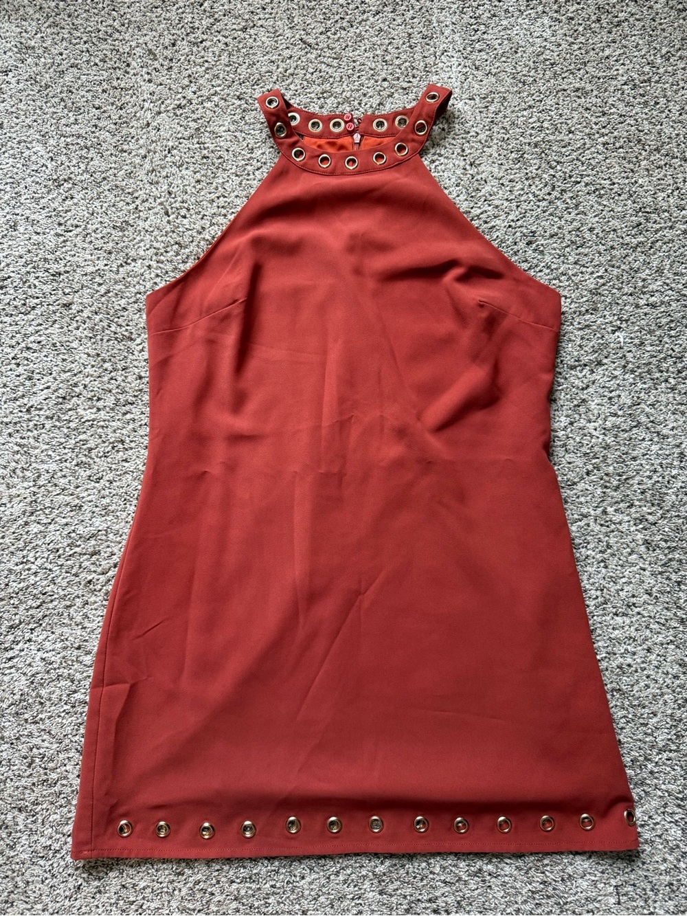 Lulu's Rust Halter Grommet Mini Dress